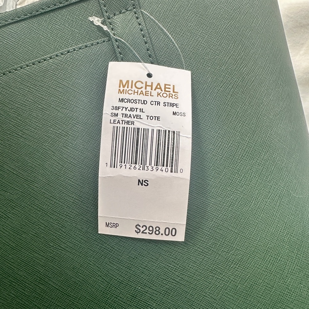 Michael Kors Microstud Center Stripe Small Travel Tote – Moss (NWT) - Picture 5 of 14